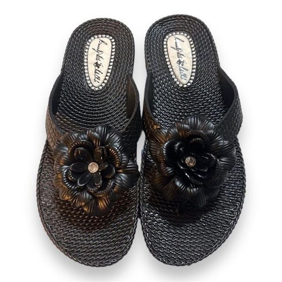 Beverly Hills Polo Club Shoes - Beverly Hills Polo Hills Polo Club Floral Black Sandals Women’s Size 7